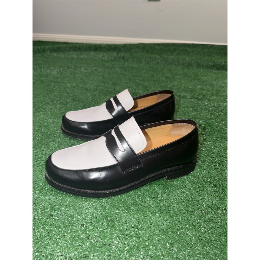 Express Two-Tone Black & White Box Calf Leather Penny Loafer 7